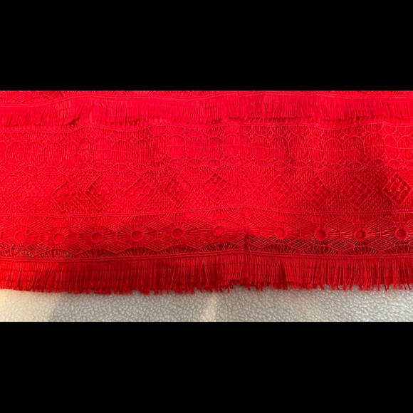 J Crew red lace mini skirt with fringe, size 0,$20 - Picture 3 of 5
